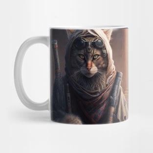 Angry Cat With Guns - Funny Design Digital Artwork Birthday Gift ideas for Cat Lovers Mug